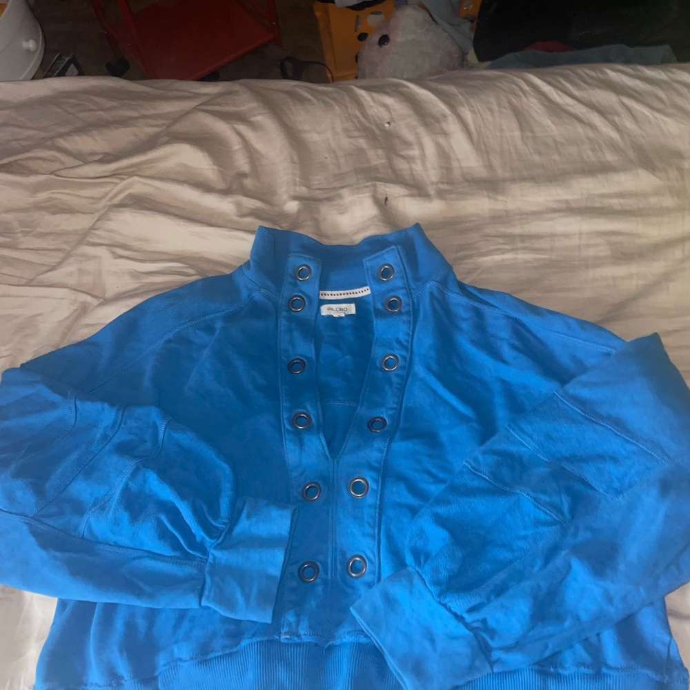 Pilcro Vibrant Blue Grommet Sweatshirt